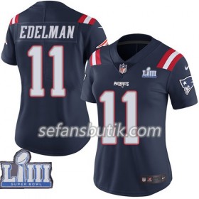 New England Patriots Tröjor Julian Edelman 11 Nike Blå 2019 Super Bowl LIII - Dame